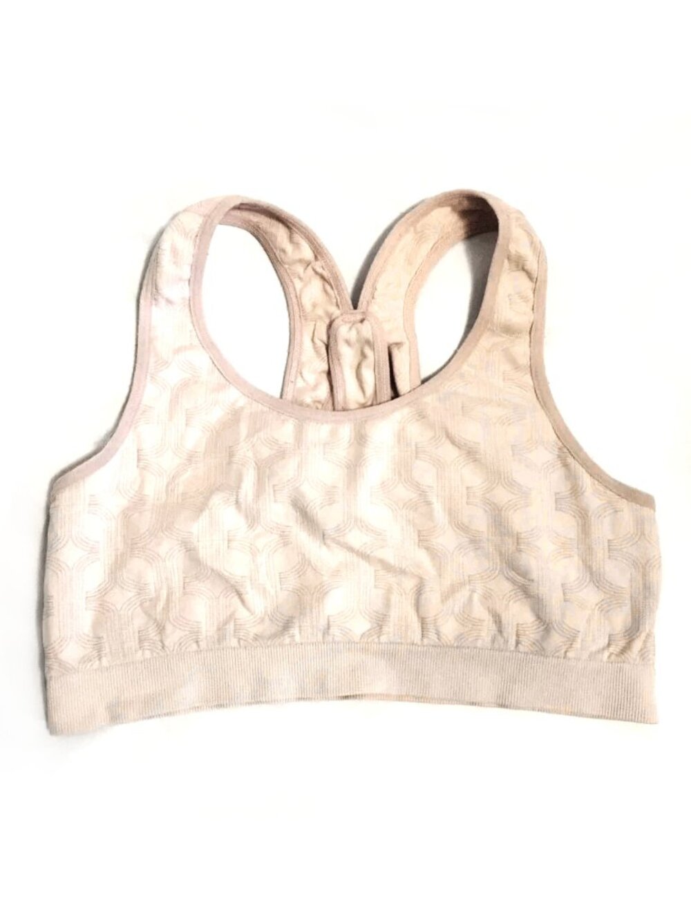 Beige Pink Padded Medium Impact Sports Bra Size Large